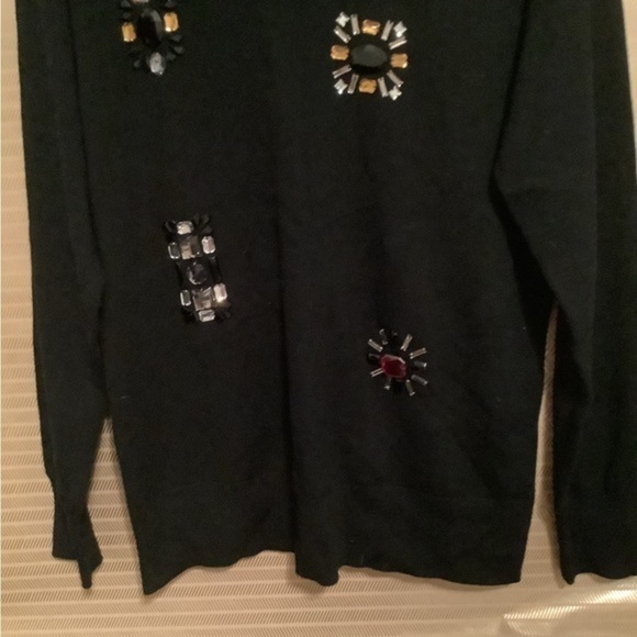 TRINA TURK~100% WOOL BLOUSE~ MERINO~FAUX STONES~Generous Medium - Picture 4 of 6